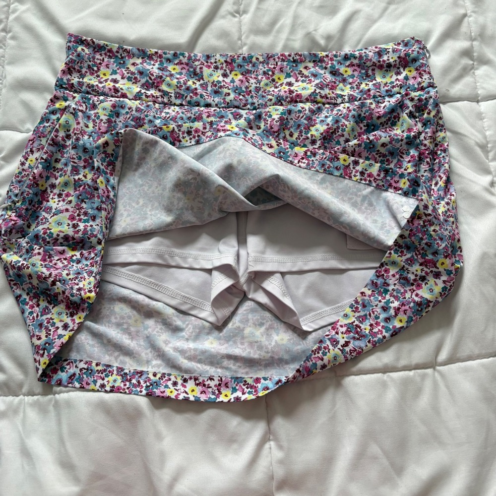 Floral Active Skort Large Purple Blue Athletic Golf Tennis Skirt Preppy Luxury - Picture 6 of 9